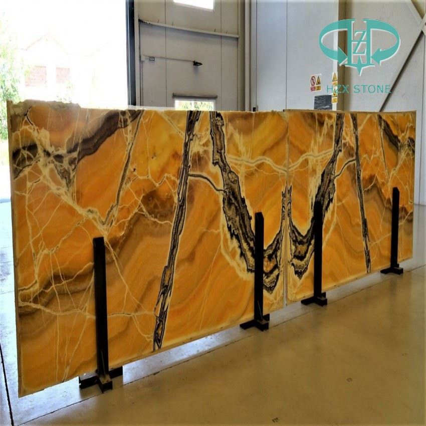 Brown Onyx Book Matched Stone Slab