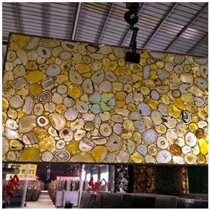 Lempengan Batu Akik Kuning Backlit